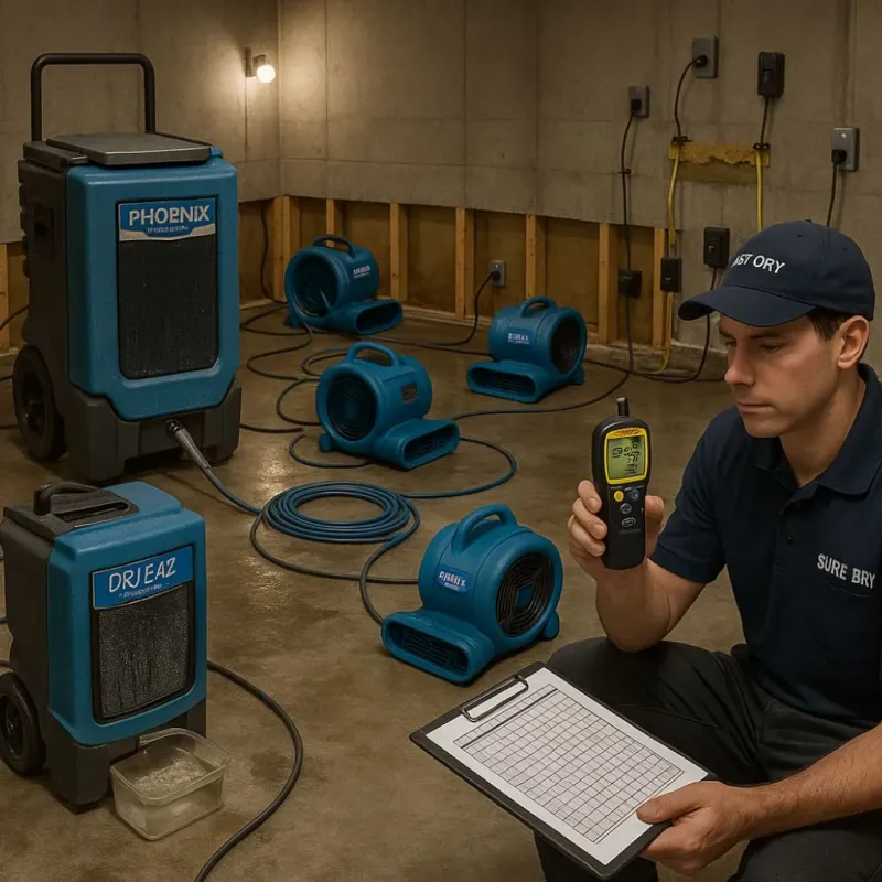 Structural Drying and Dehumidification process in Cornville, ME